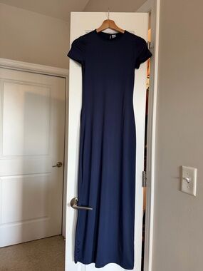 H&M Navy Short-Sleeve Maxi Dress